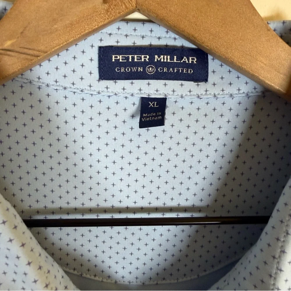 Peter Millar Crown Crafted Golf Polo Size XL Stretch Performance Pocket AOP - Picture 4 of 6
